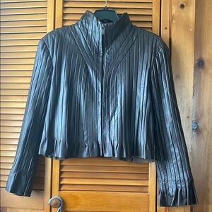 I. Androl Brown Leather Jacket with Pleated Detailing nice leather jacket